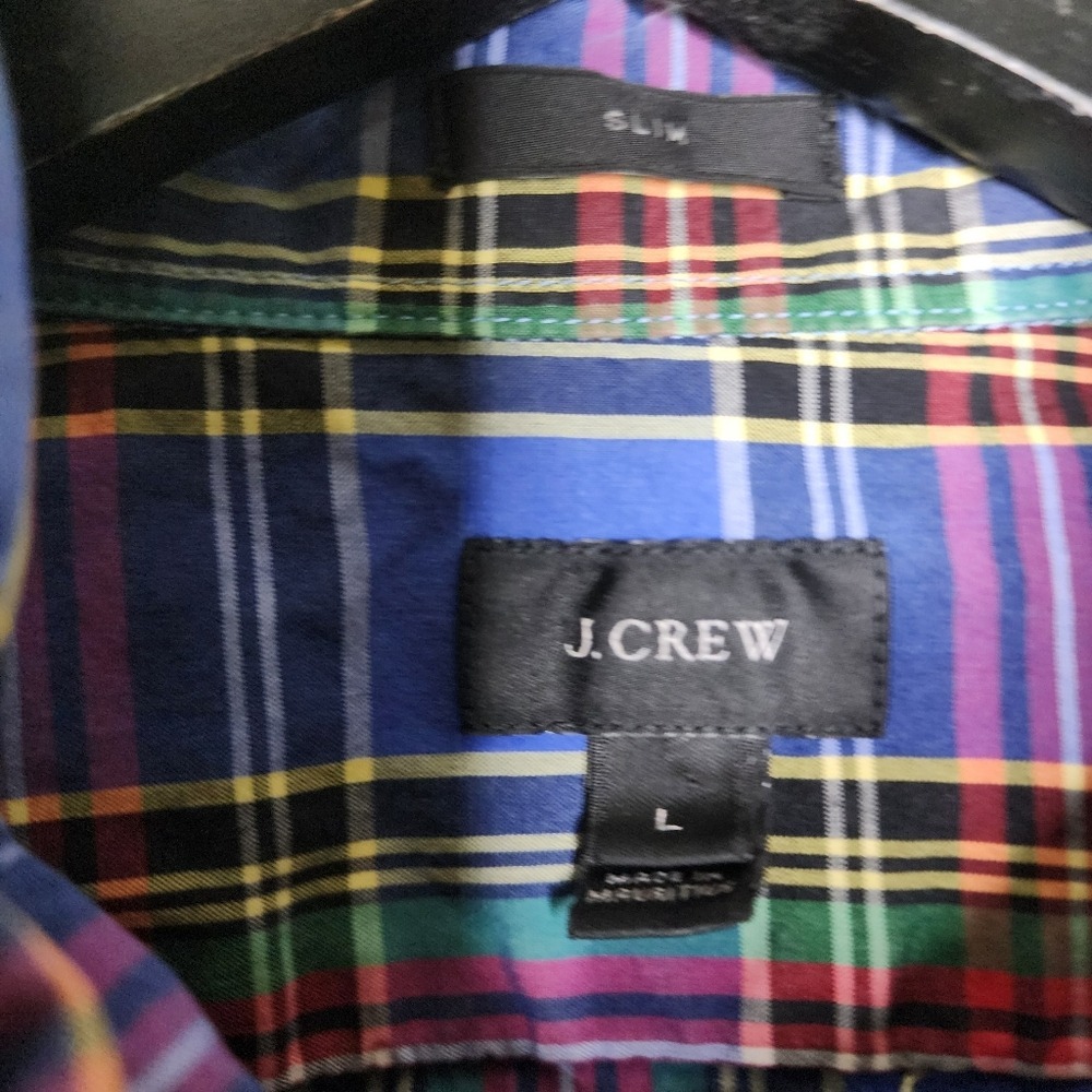 J Crew Plaid Button Down Shirt Blue Red Long Sleeve Cotton Classic Preppy Mens L - Picture 5 of 5